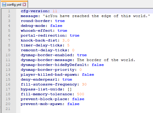 Configuration de WorldBorder — 1