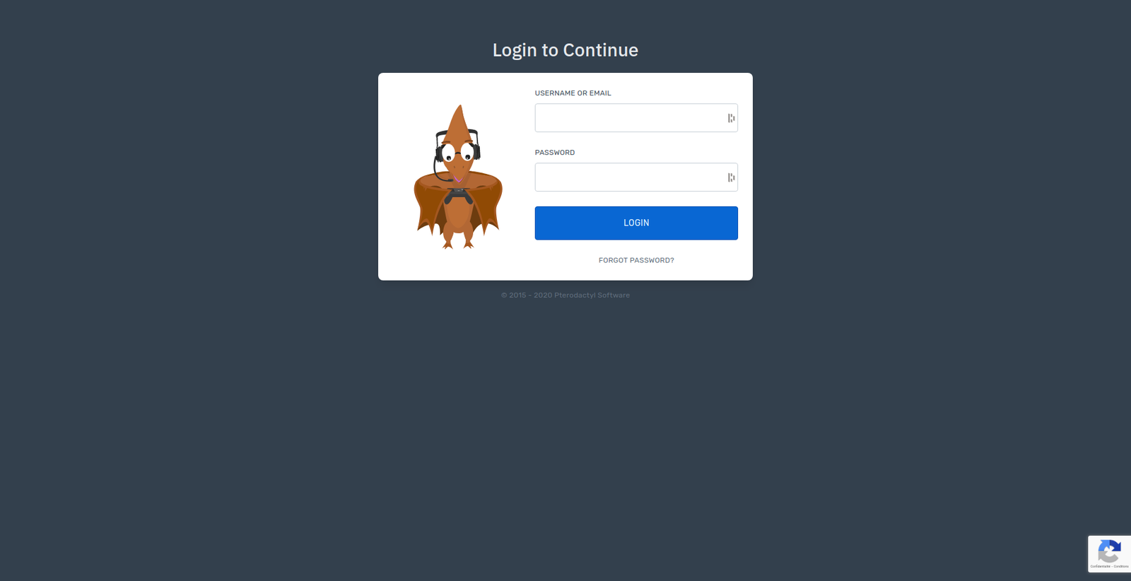 Login Pterodactyl